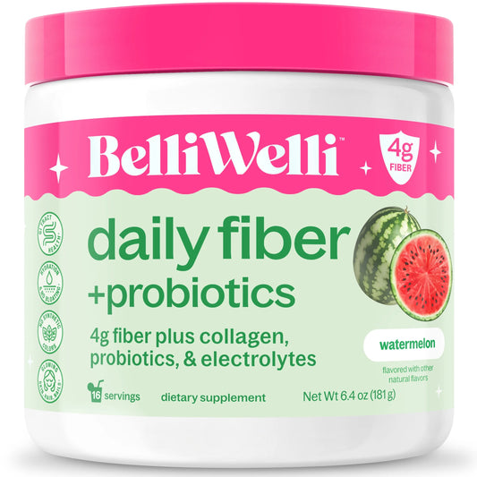 Daily Fiber Supplement with Probiotics, Electrolytes, and Collagen - Watermelon, 6.4 Oz